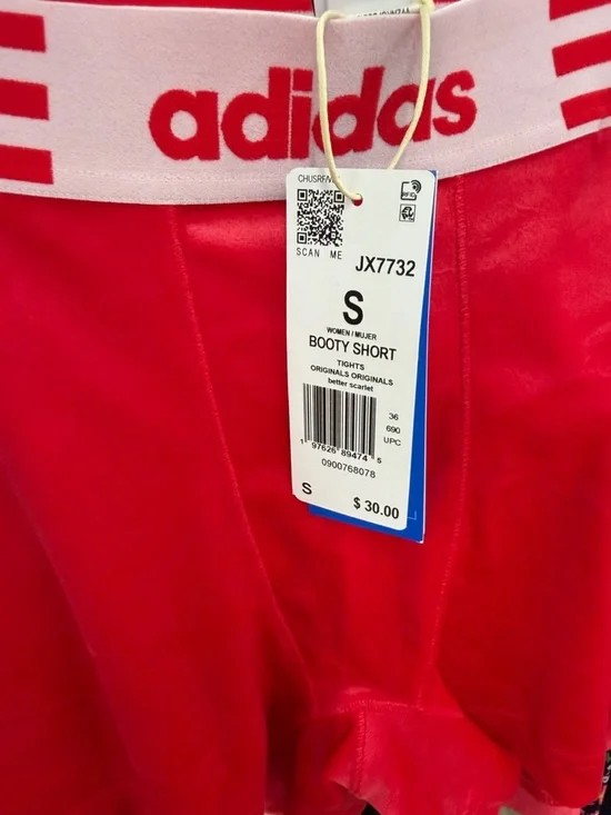 adidas WINTERIZED BOOTY SHORTS Red High-Rise Athletic Shorts - Picture 7 of 7